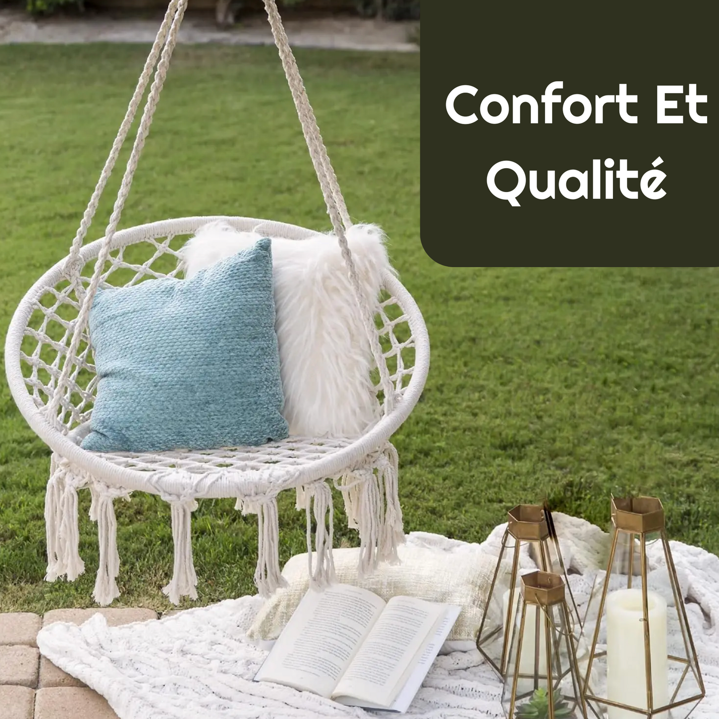 Chaise Hamac en Coton Tissé à la Main-Hamac Horizon