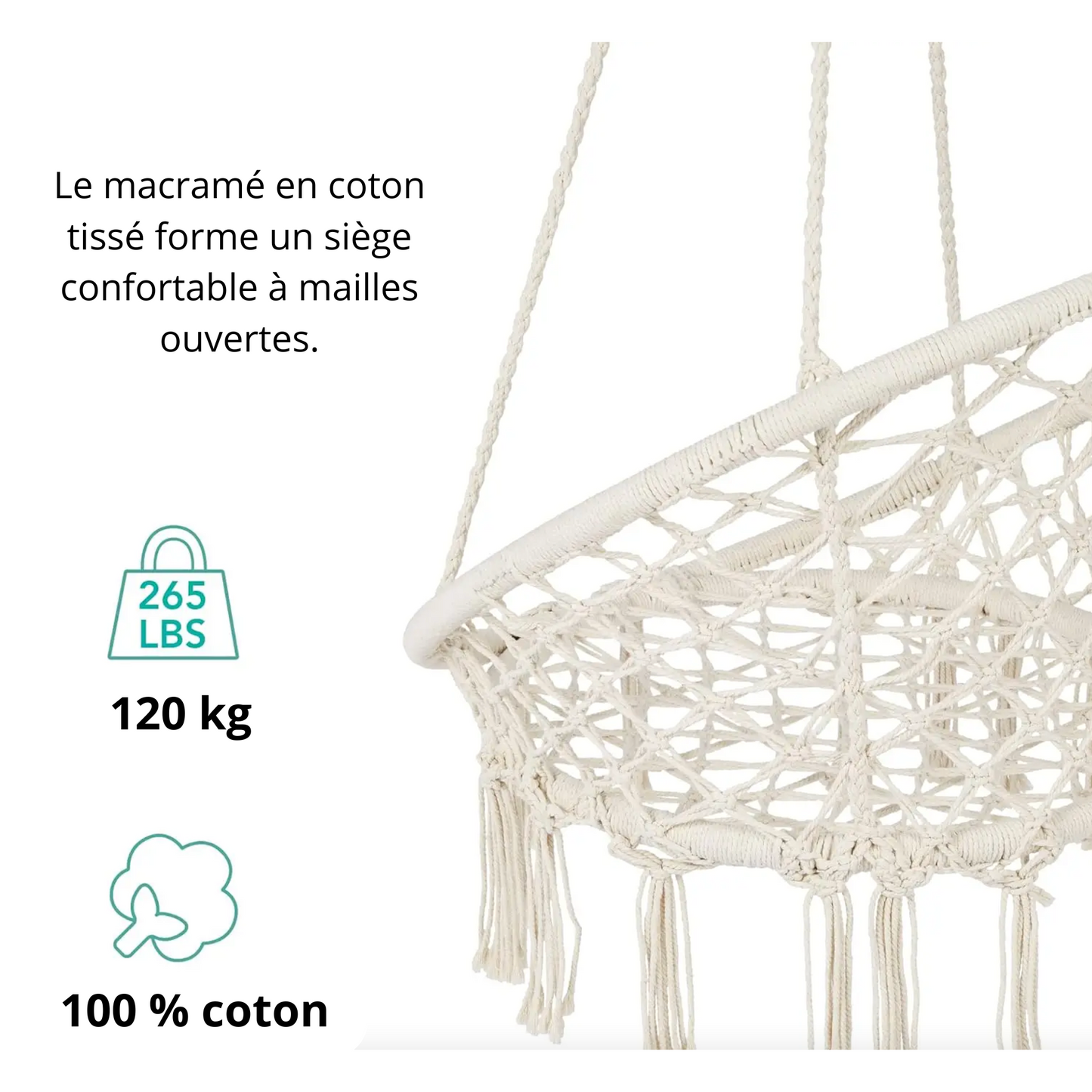 Chaise Hamac en Coton Tissé à la Main-Hamac Horizon