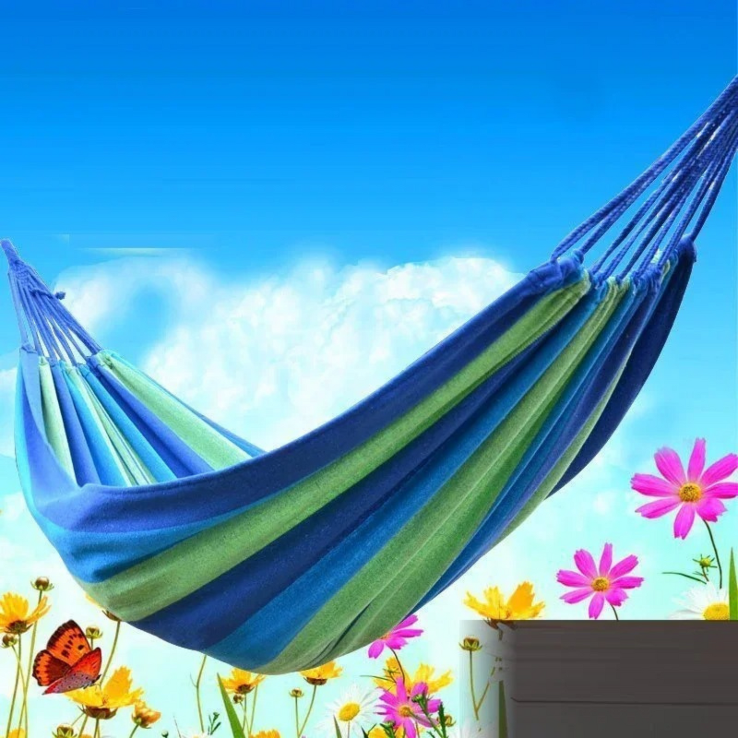 Hamac Simple 190 x 80 - Vert et Bleu-Hamac Horizon