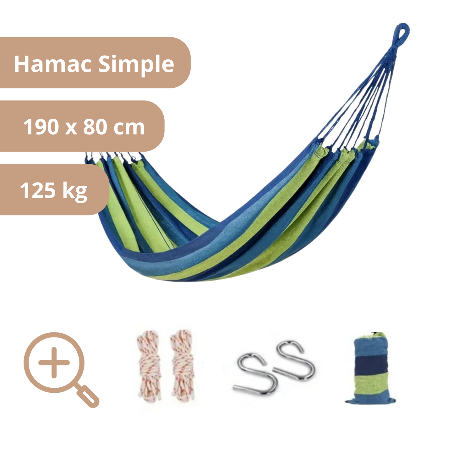 Hamac Simple 190 x 80 - Vert et Bleu-Hamac Horizon