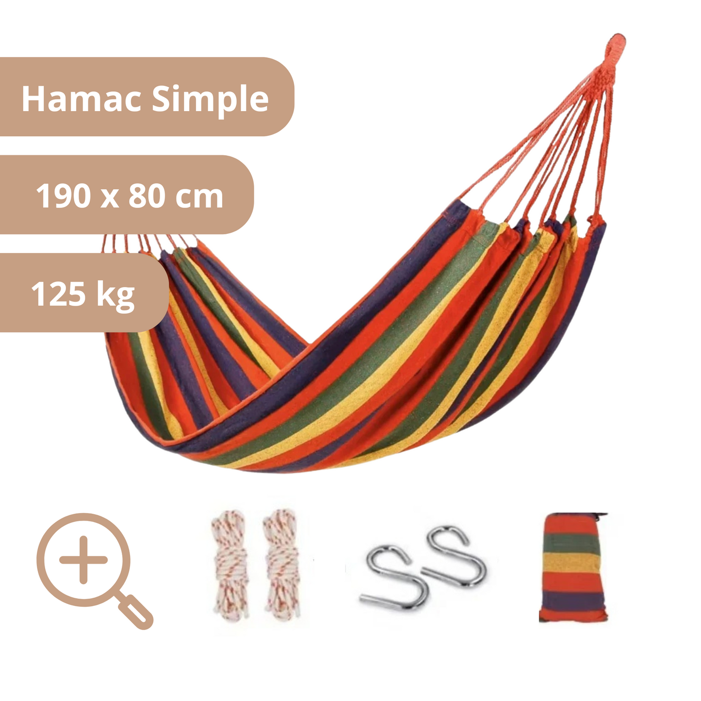 Hamac Simple 190 x 80 - Orange Multicolore-Hamac Horizon