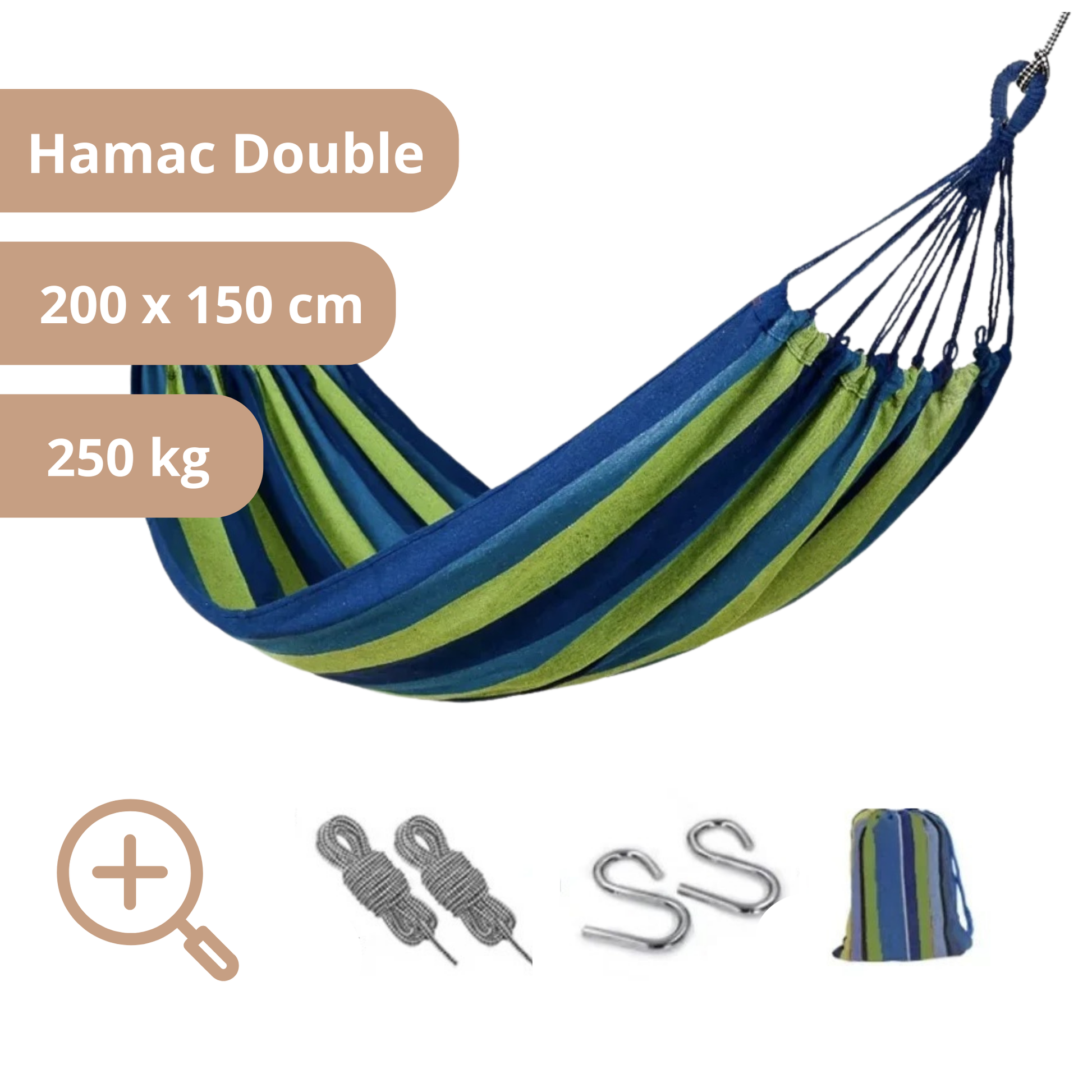 Hamac Double 200 x 150 - Vert et Bleu-Hamac Horizon
